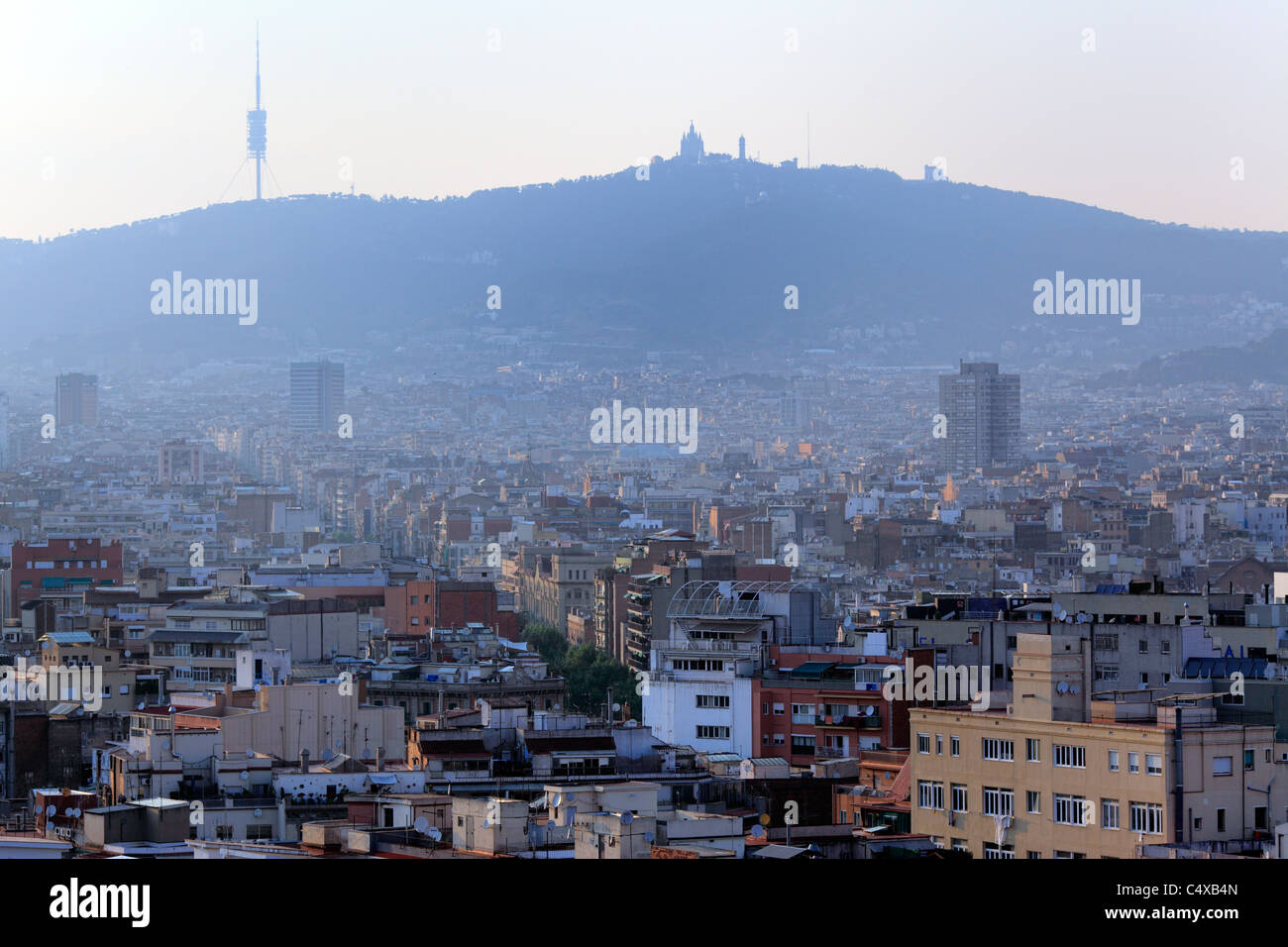 View of the city from Montjuic, Barcelona, Catalonia, Spain Stock Photo