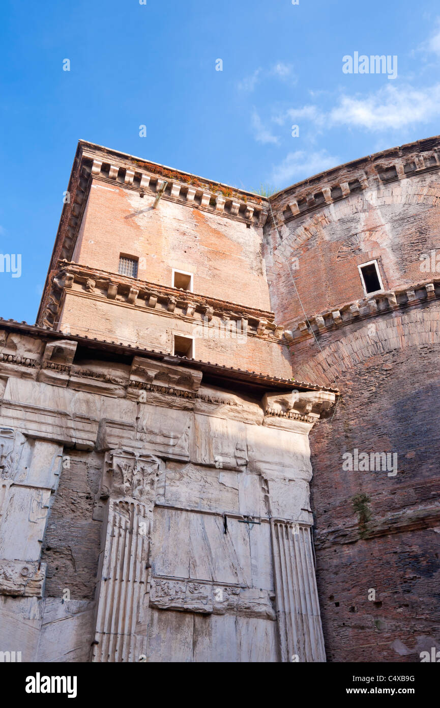 Pantheon, Rome, detail of the exterior. Stock Photo