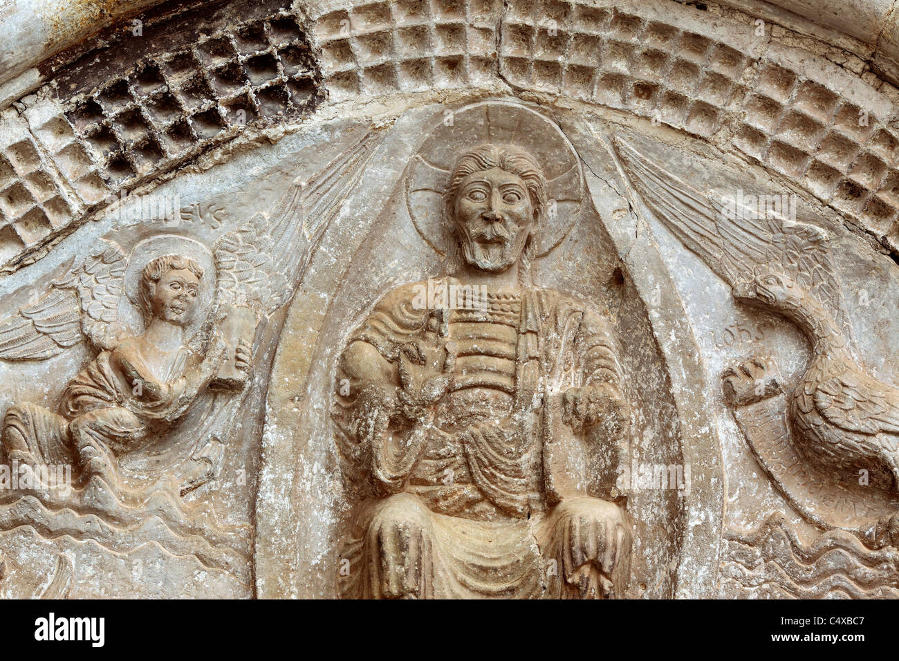 San Salvador church (12th century), Aguero, province of Huesca, Aragon, Spain Stock Photo