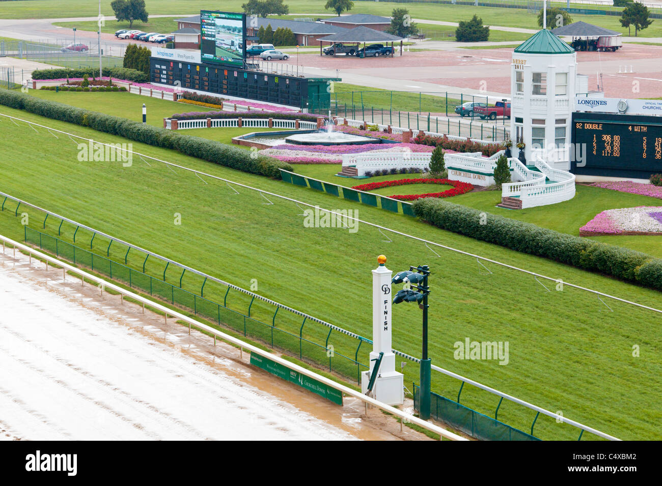 Finish line and the Winners Circle at Churchill Downs horse race track