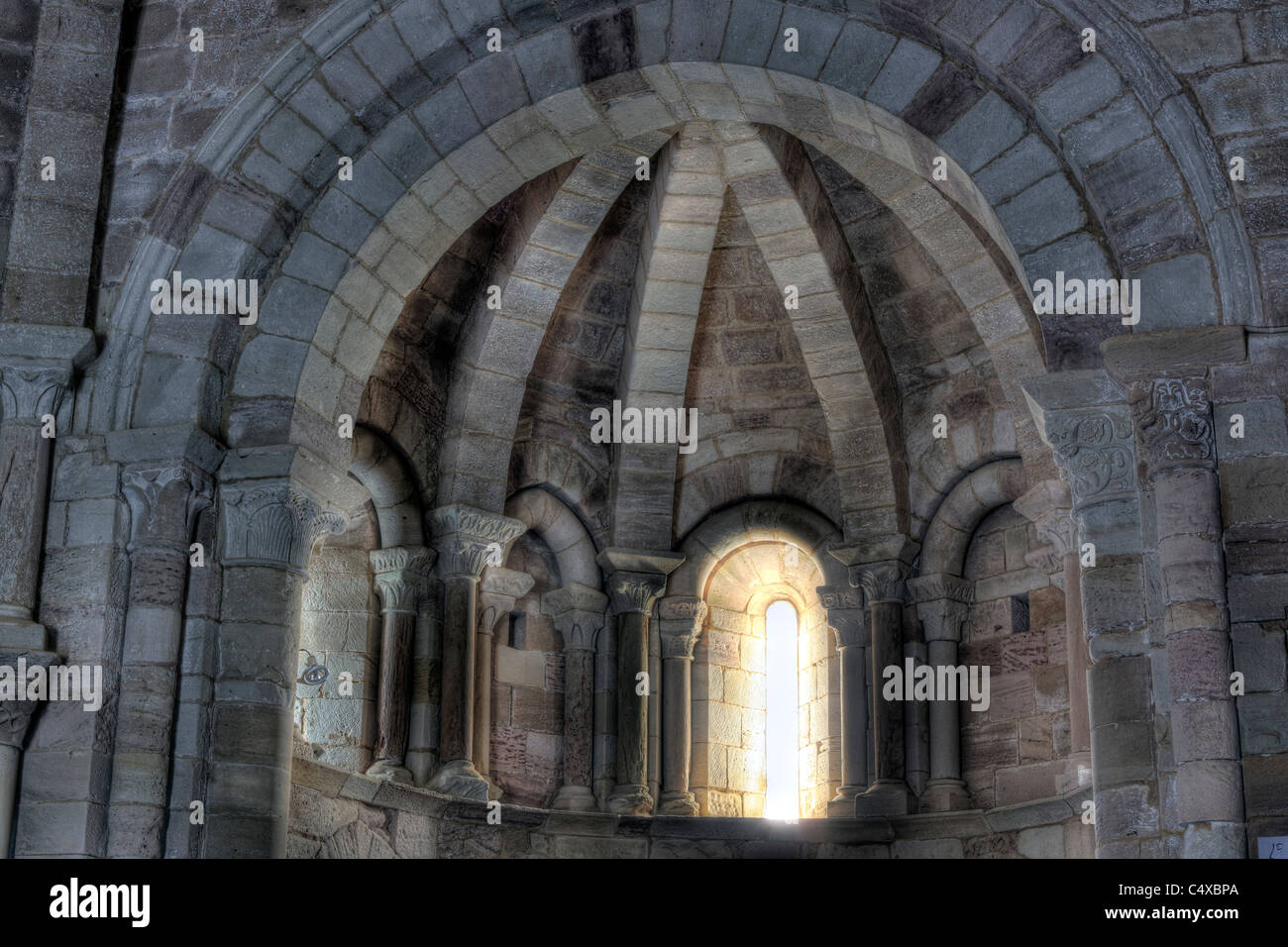 Interior of Church of Saint Mary (12th century), Eunate, Navarra, Spain
