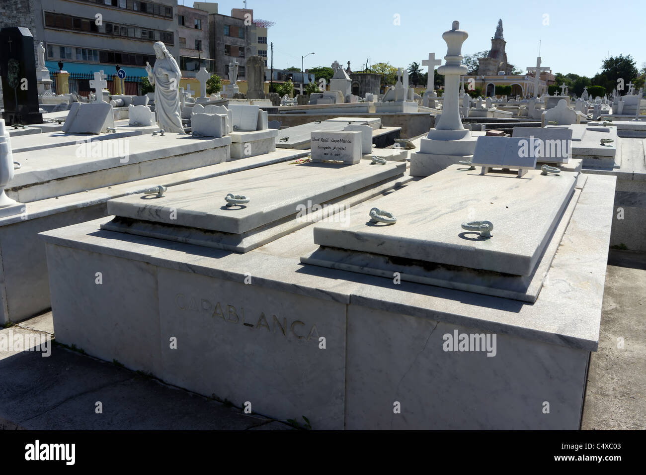 Grave of chess world champion José Raúl Capablanca. Colon Cemetery (Cementerio de Cristóbal Colón), Havana, Cuba Stock Photo