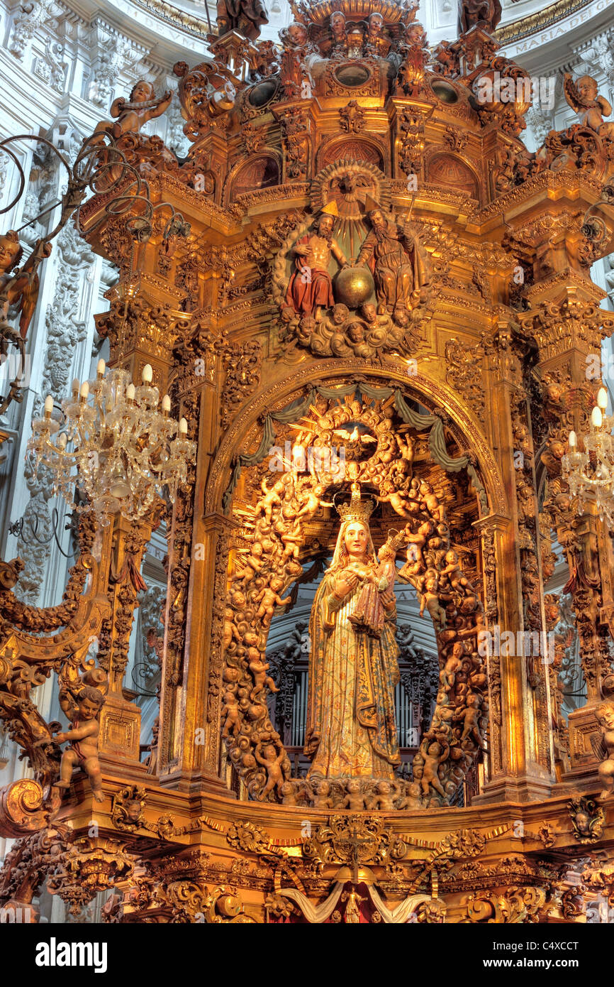 Baroque sculpture in Capela da Nosa Seсora dos Ollos Grandes, Lugo, Galicia, Spain Stock Photo