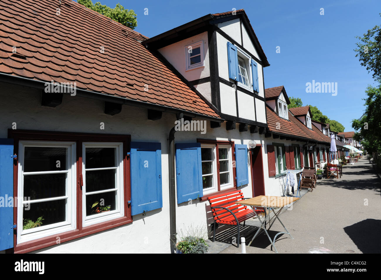 Small Terraced Houses Built On The City Walls At Frauengraben Ulm Stock Photo Alamy