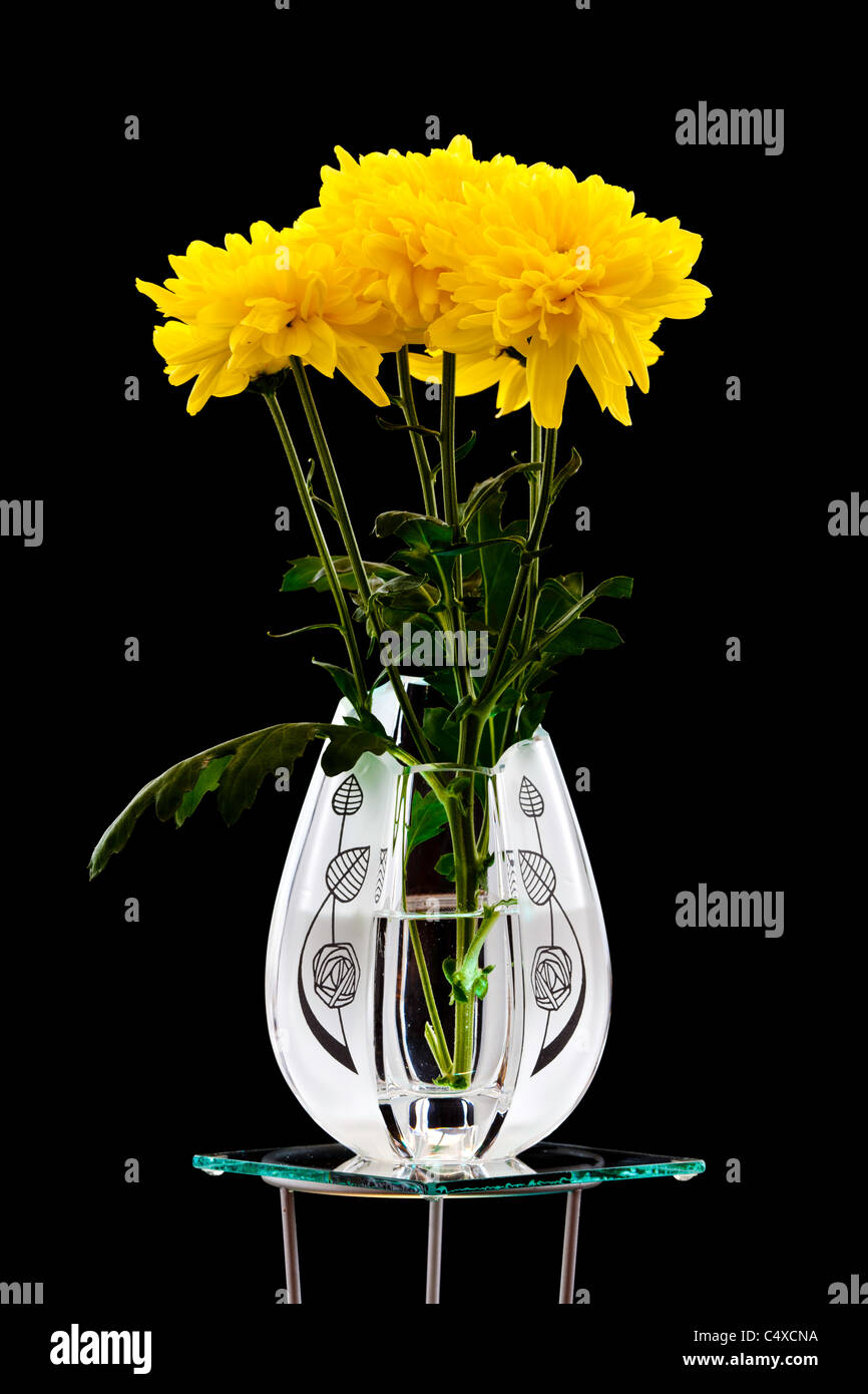 Beautiful flowers in a small Rennie Mackintosh style vase Stock Photo