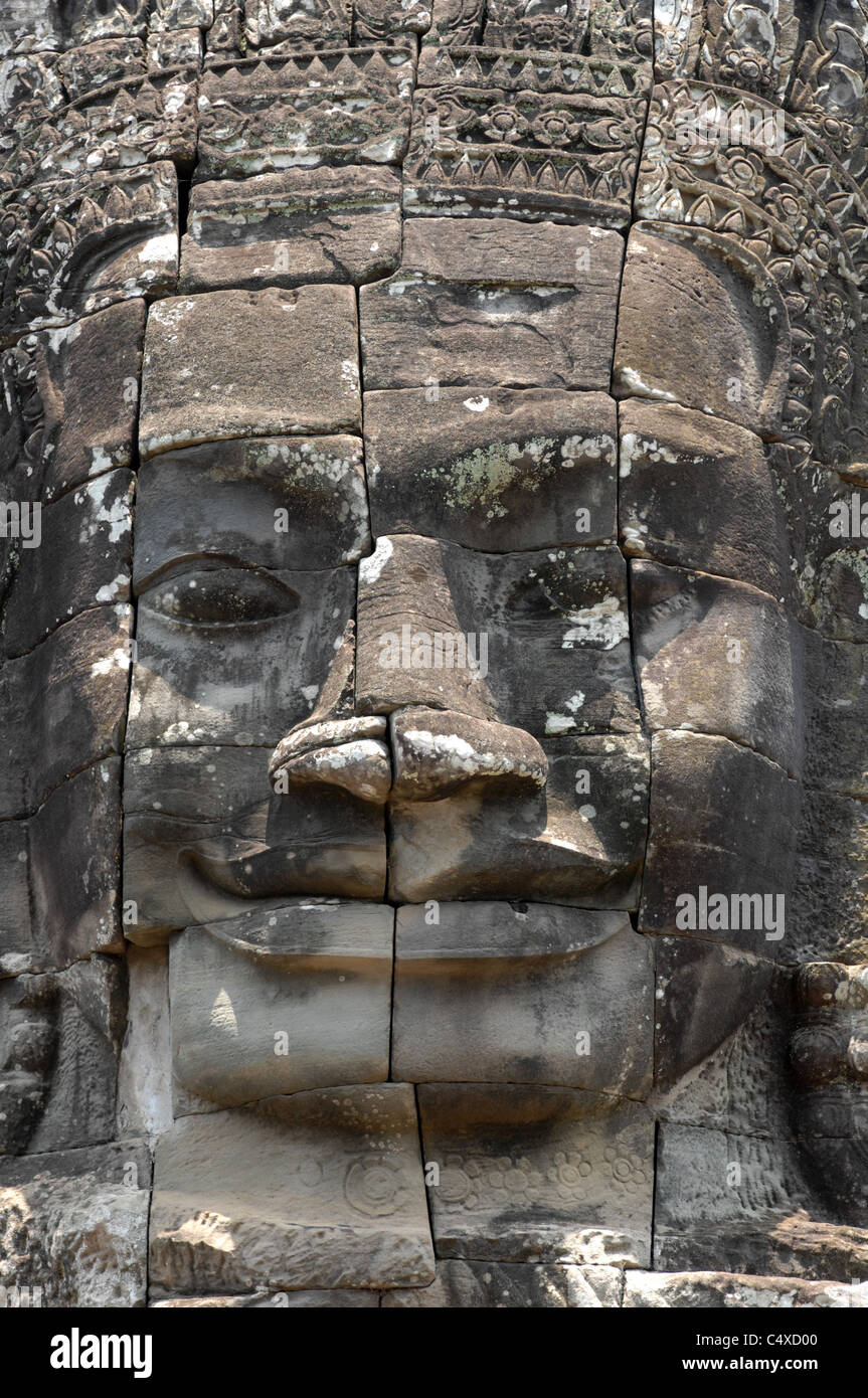 Fronte Di Pietra Gigante Al Tempio Di Bayon in Cambogia Fotografia