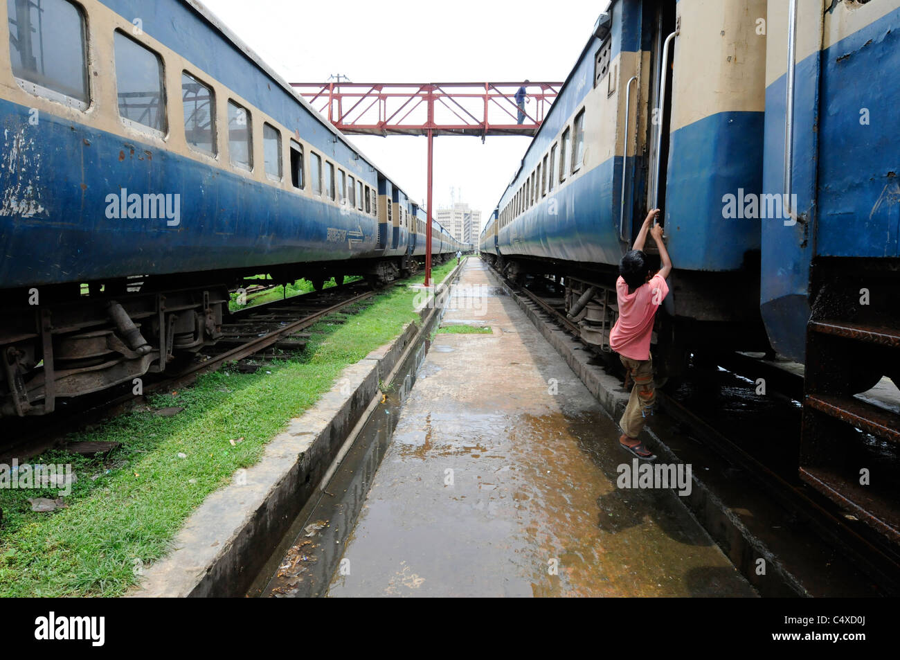 A scene at the rail yards in Khuna, Bangladesh Stock Photo