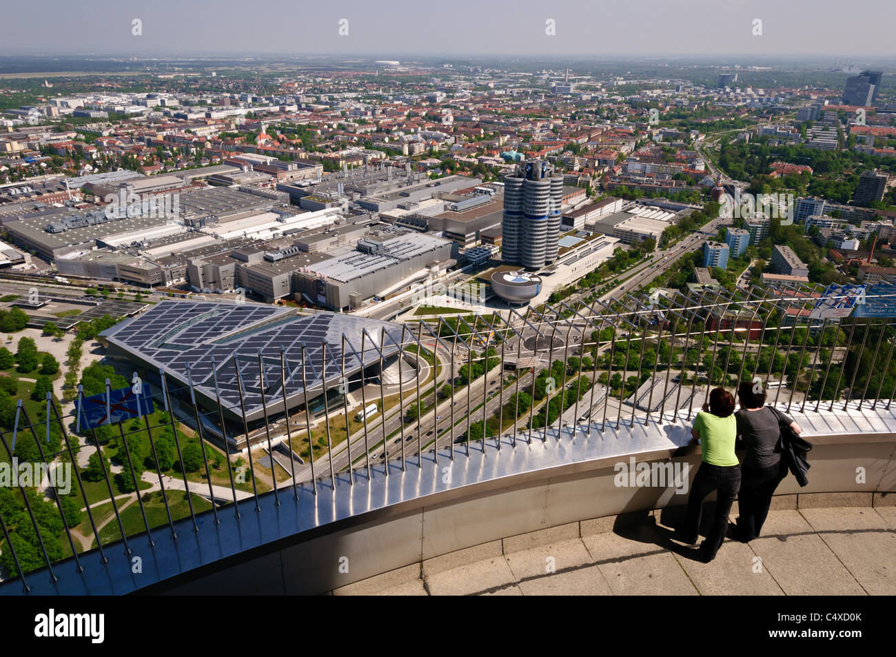 BMW building and BMW Welt seen from the Olympiaturm - Munich, Germany Stock Photo
