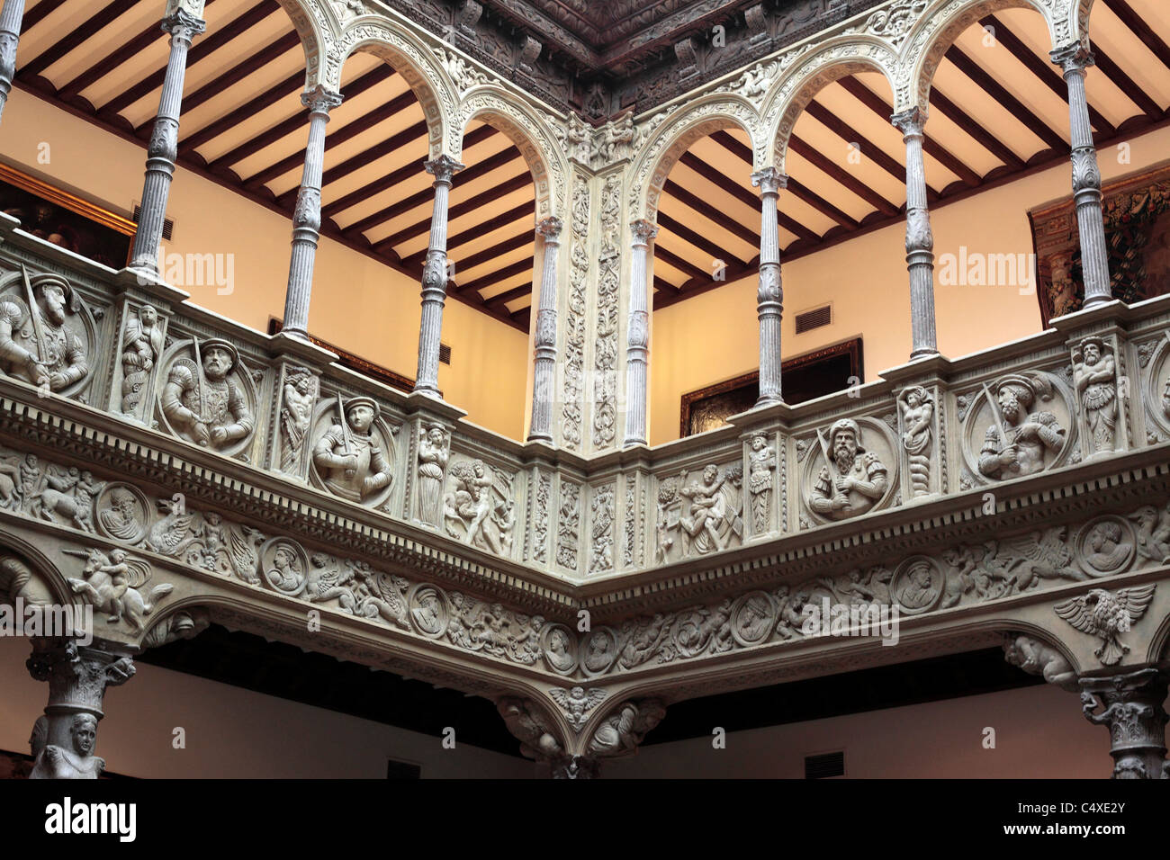 Renaissance interior of Patio de la Infanta, Zaragoza, Aragon, Spain Stock Photo