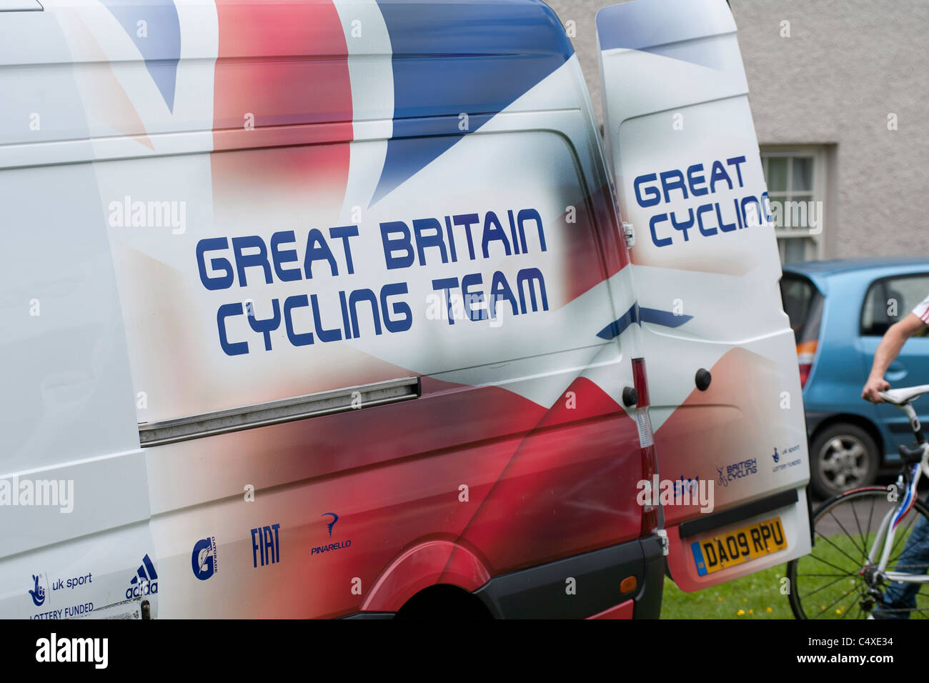 A van belonging to Great Britain Cycling Team Stock Photo