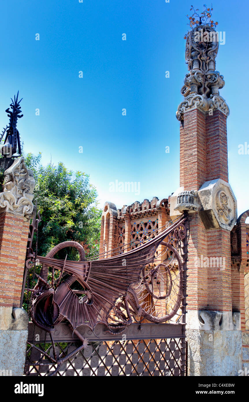 Guell Pavilions by Antoni Gaudi, Barcelona, Catalonia, Spain Stock Photo