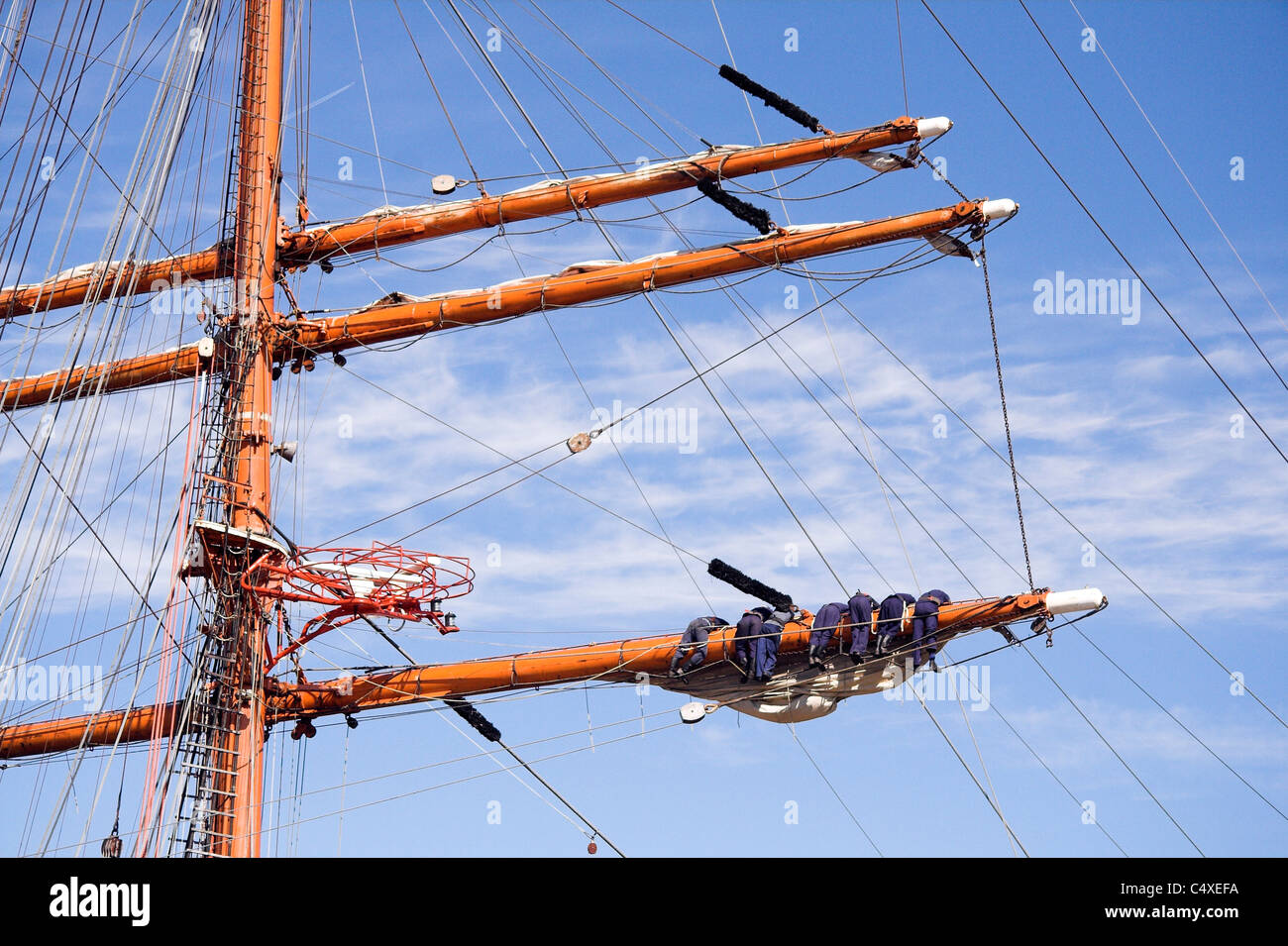 Tall ship and crew on the rigging, Warnemunde, Germany Stock Photo - Alamy