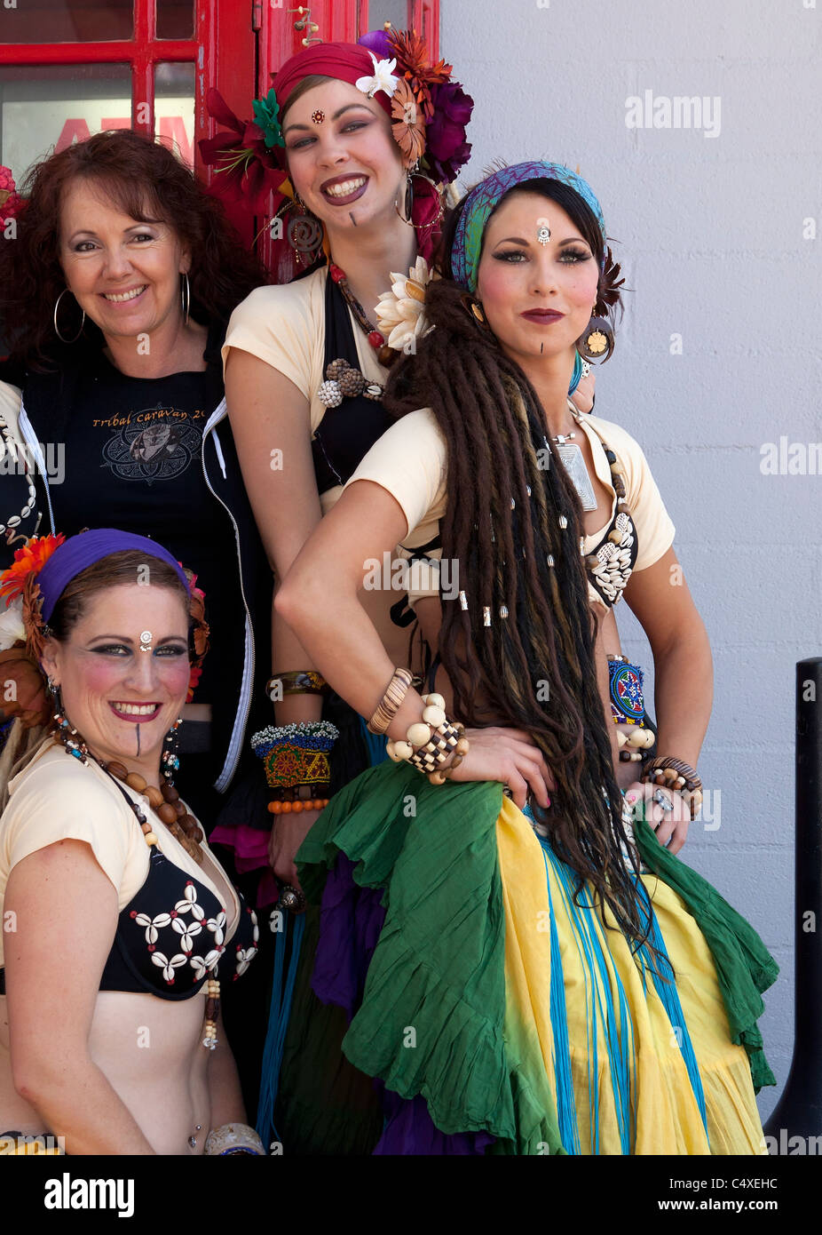 Members of the Tribal Caravan Belly Dance troupe posing for a