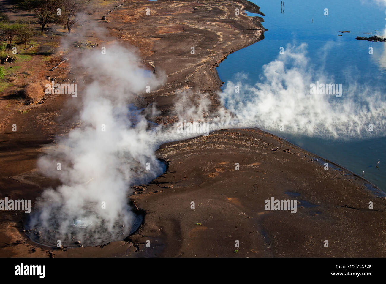 Lake Bogoria’s geyser and hot springs.Kenya Stock Photo