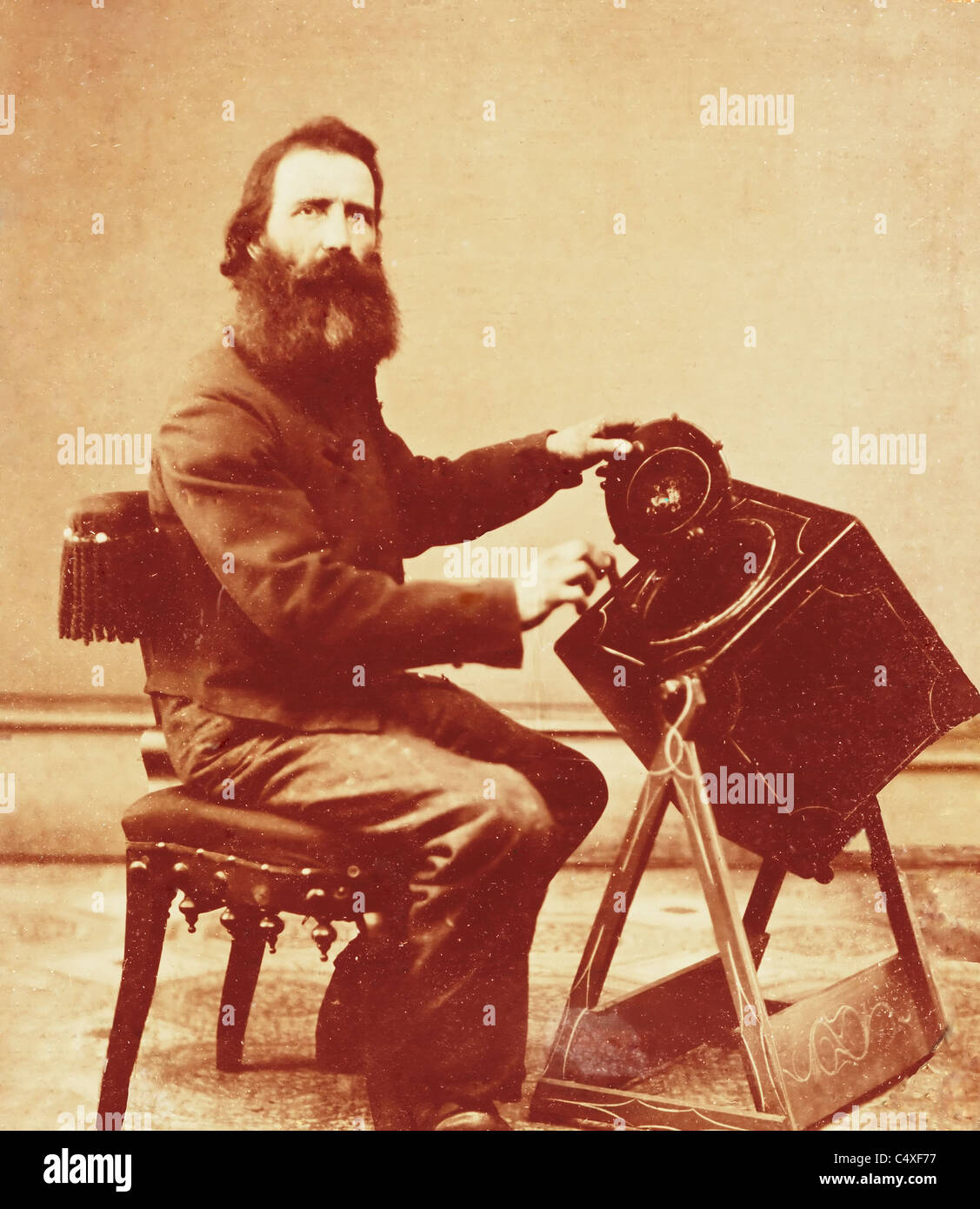 Civil War induction officer with lottery box for draft - USA Civil War, circa 1863 Stock Photo