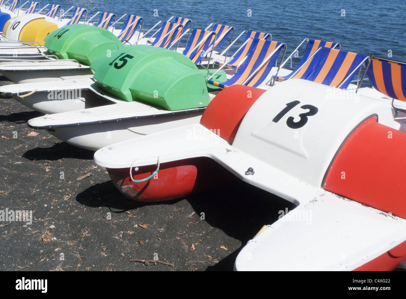 pedal boats on the beach Stock Photo Alamy