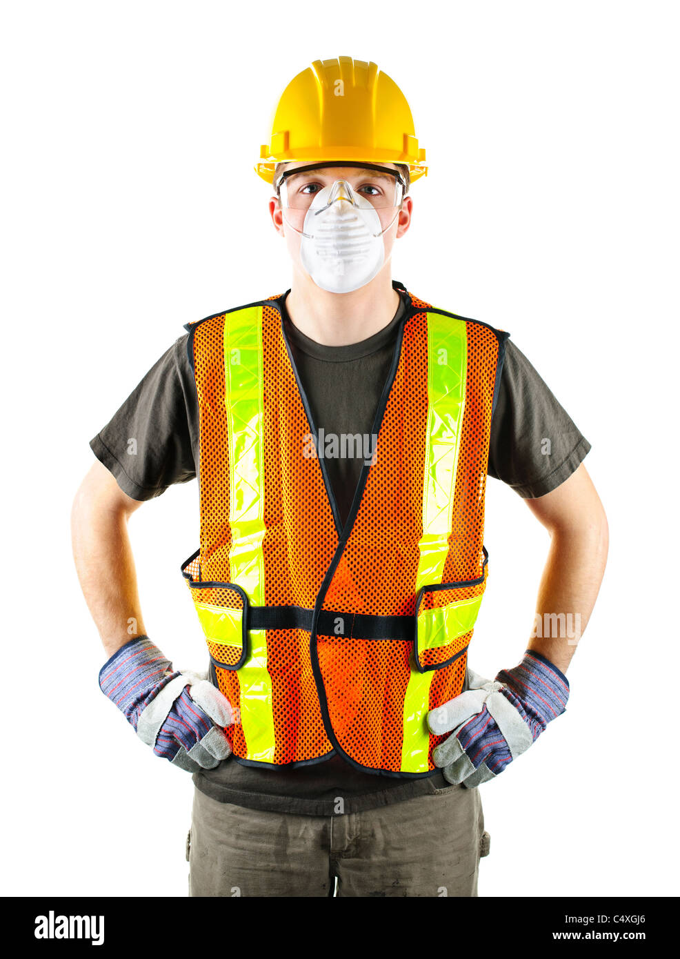 Male construction worker wearing safety protective gear Stock Photo Alamy