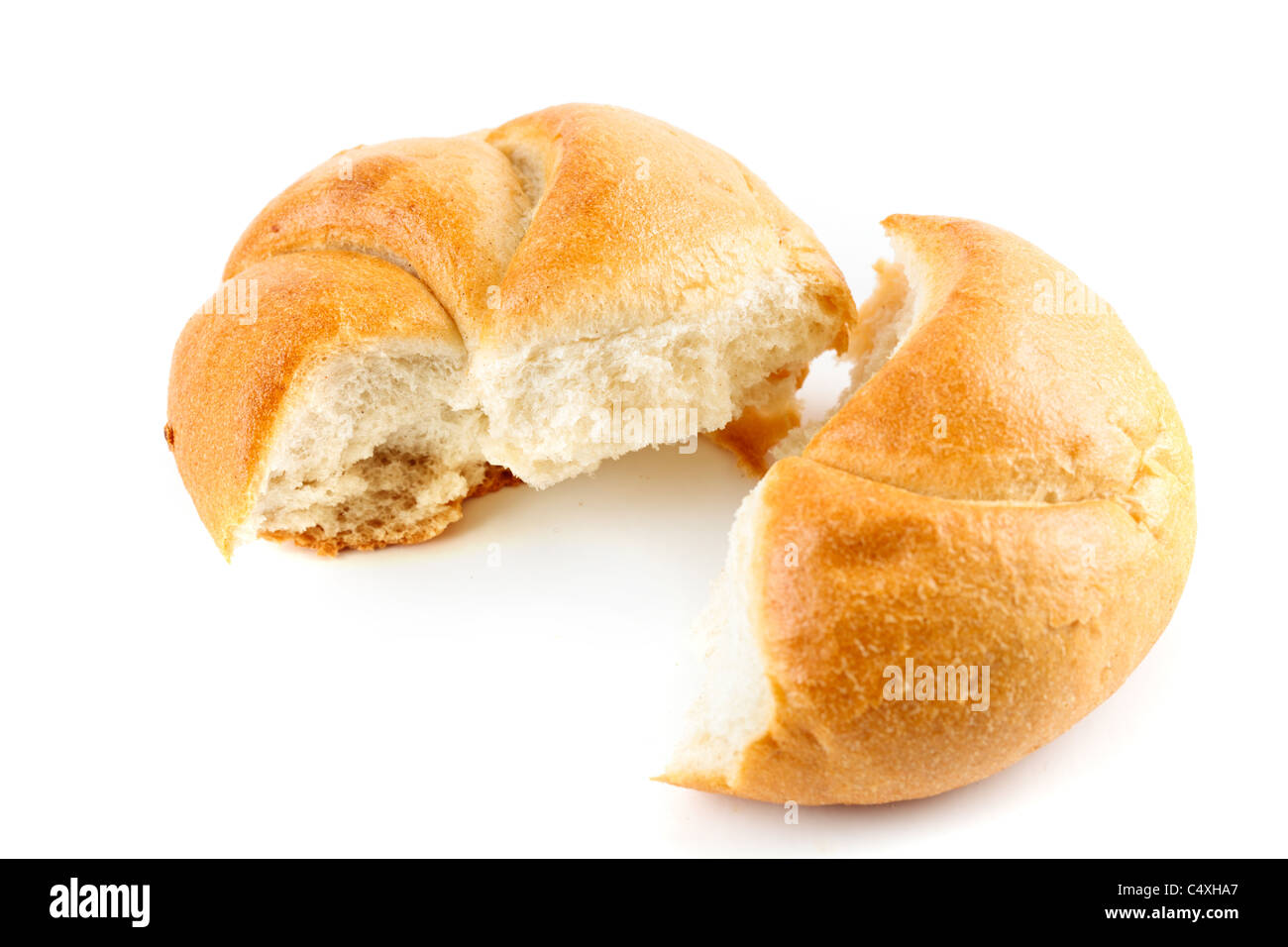 Closeup of freshly baked bread isolated on white background Stock Photo ...