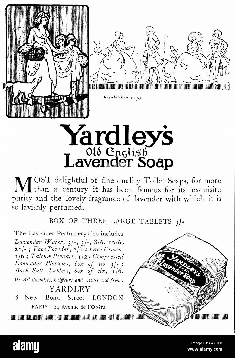 1926 'Yardley's Lavender Soap' Advertisement from 'Homes and Gardens' magazine. Stock Photo