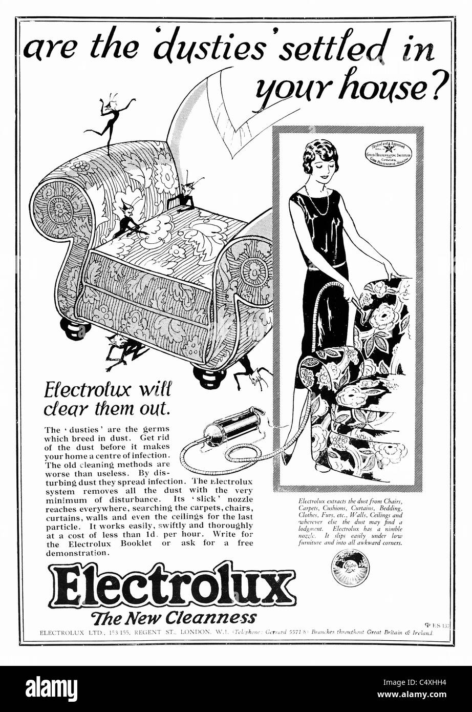 1926 'Electrolux' Advertisement from 'Homes and Gardens' magazine. Stock Photo