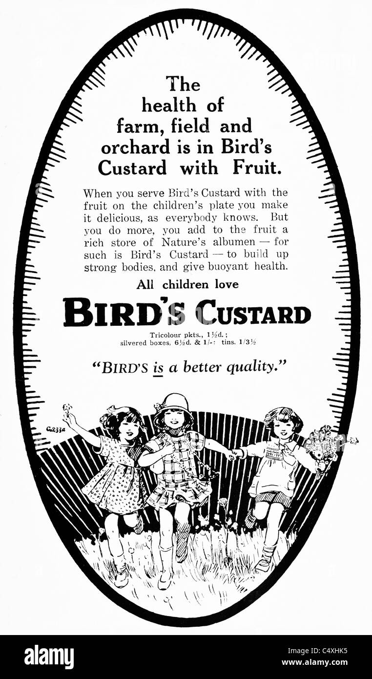 1926 'Bird's Custard' Advertisement from 'Homes and Gardens' magazine. Stock Photo