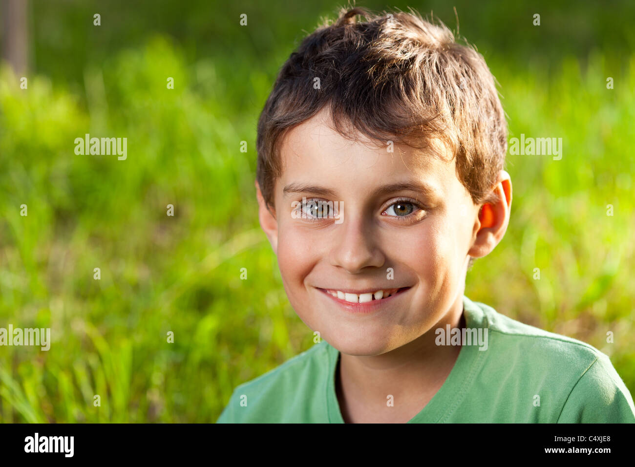 Closeup portrait of a happy child outdoor Stock Photo - Alamy