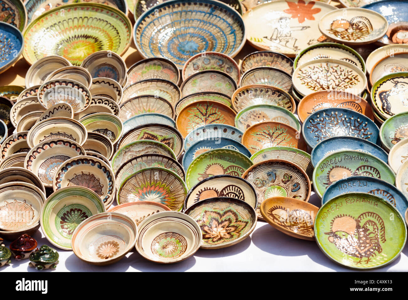 Traditional Romanian earthenware pottery at Horezu ceramic pottery fair