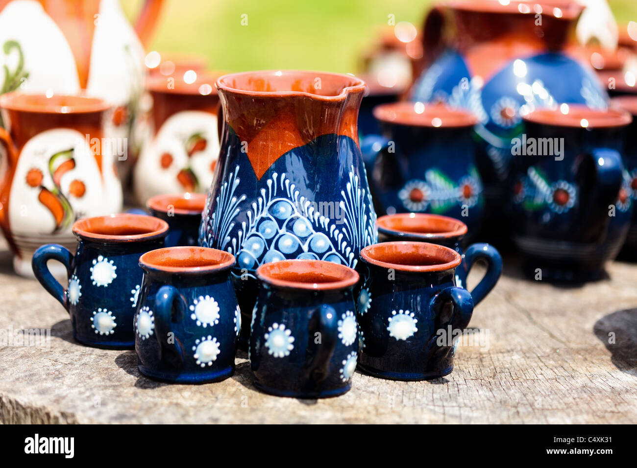 Traditional Romanian earthenware pottery at Horezu ceramic pottery fair
