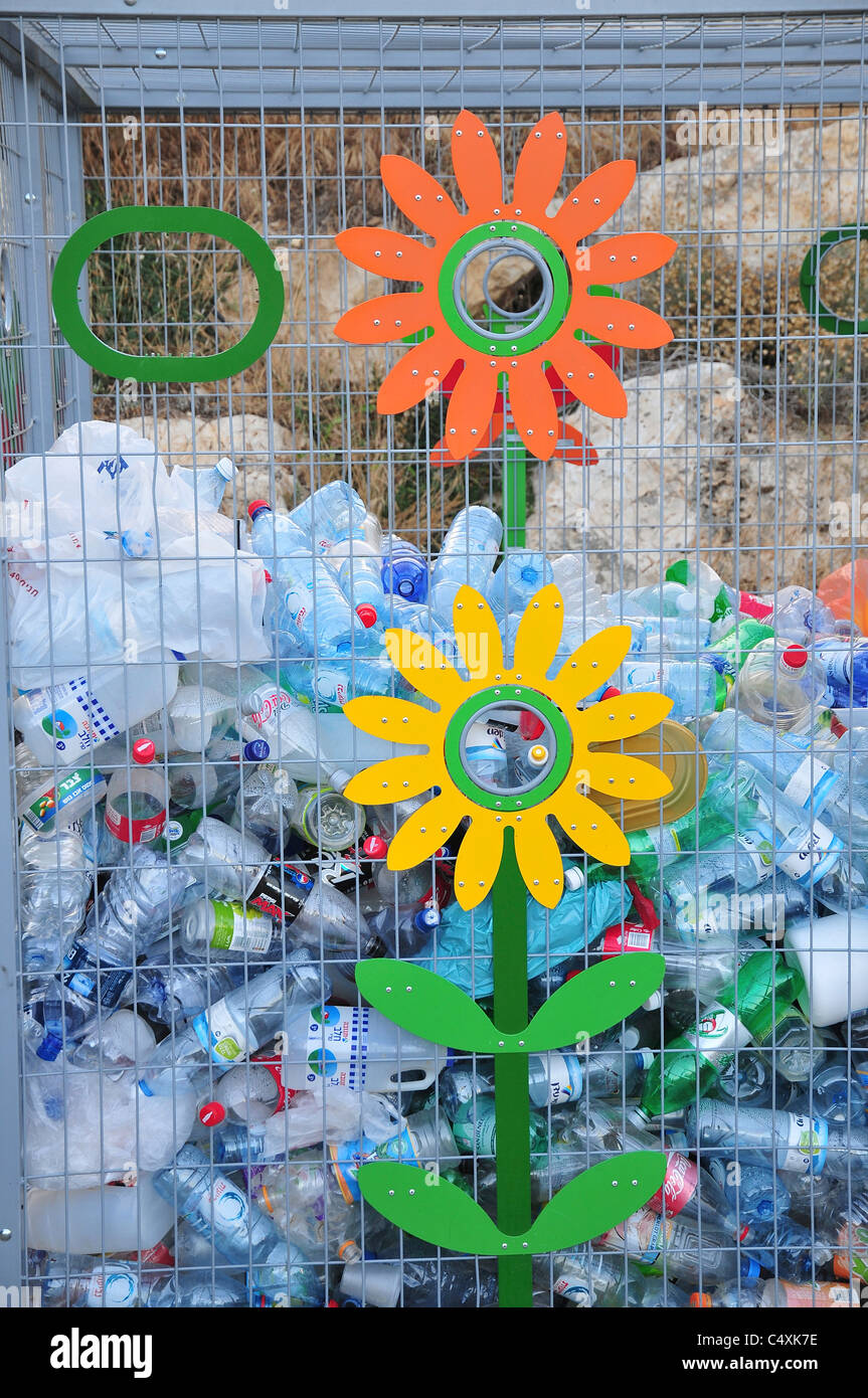 Plastic bottle recycling bin Photographed in Israel Stock Photo Alamy