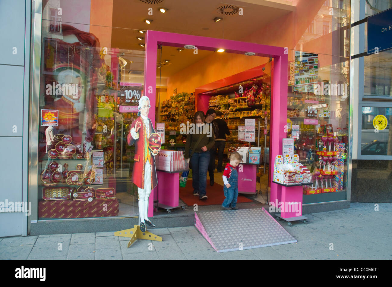Souvenir shop along Mariahilfer Strasse main shopping street Vienna