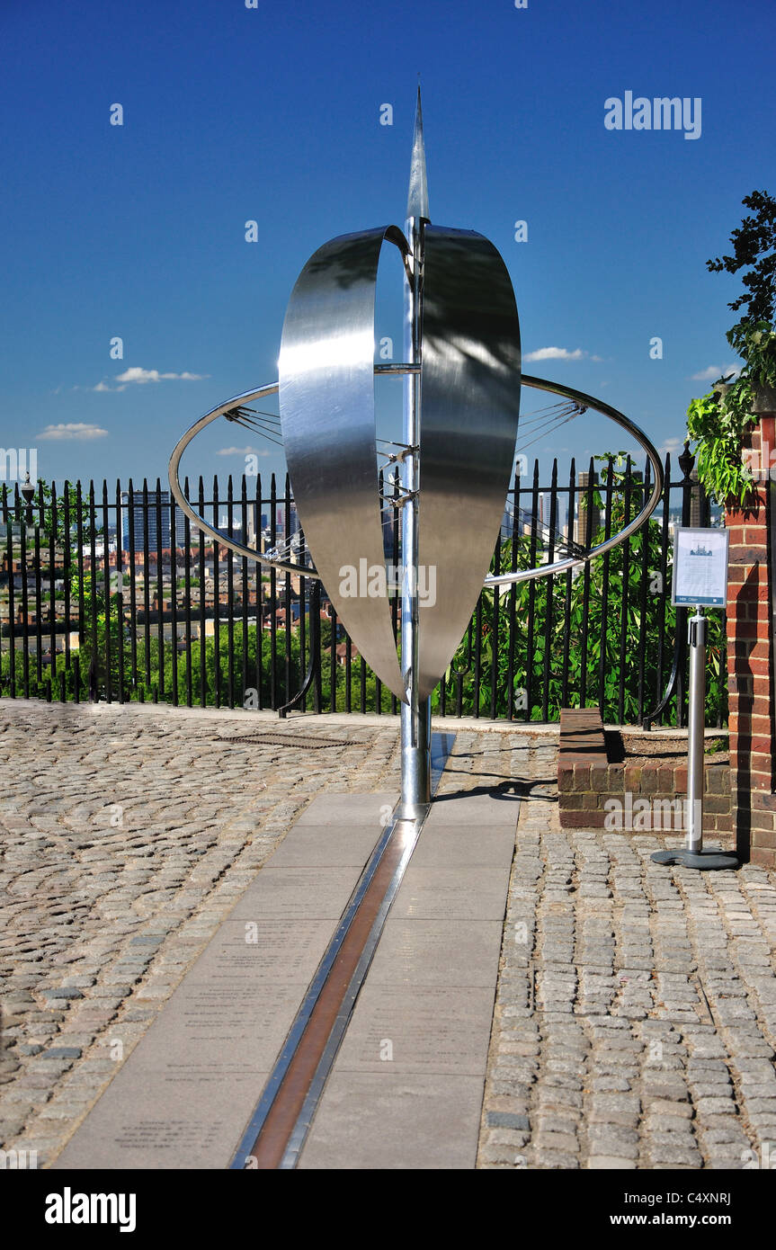 Meridian 0,0,0 Line at Royal Observatory, Greenwich, London Borough of Greenwich, Greater London, England, United Kingdom Stock Photo