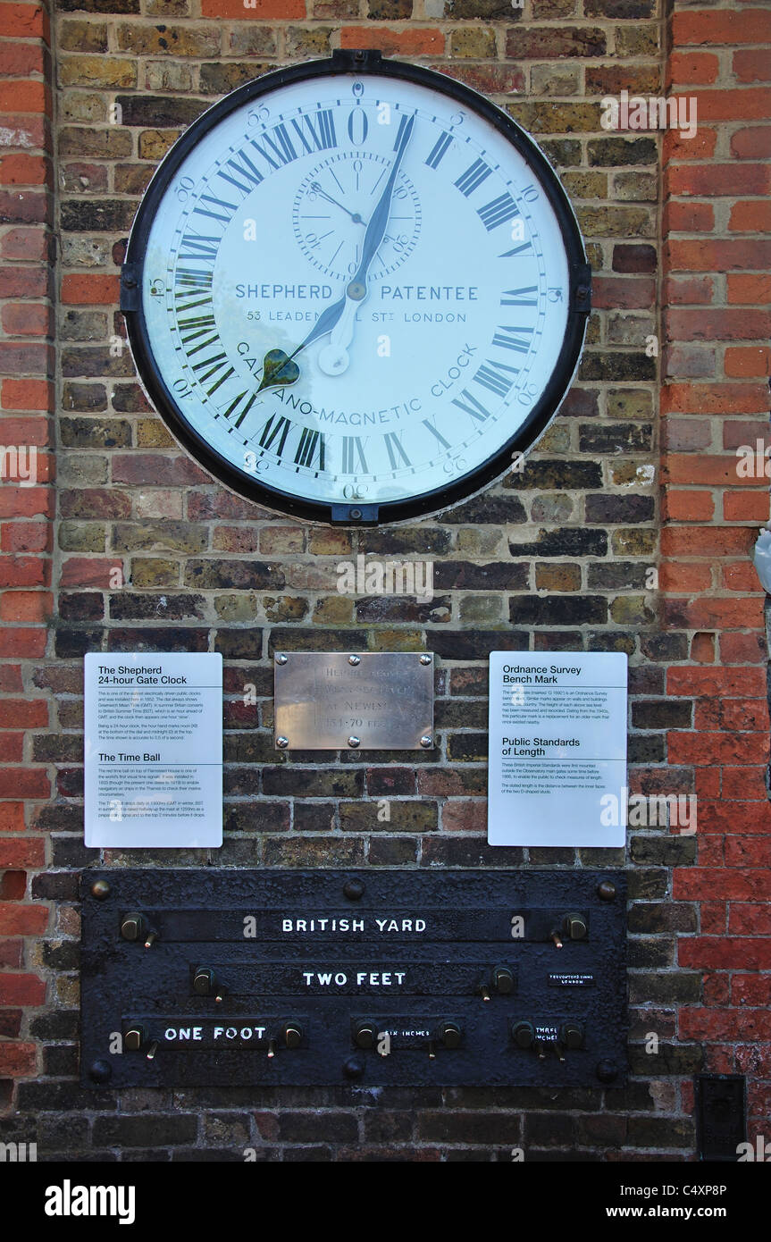The Shepherd 24 hour Gate Clock, Royal Obesrvatory, Greenwich, Borough of Greenwich, Greater London, England, United Kingdom Stock Photo