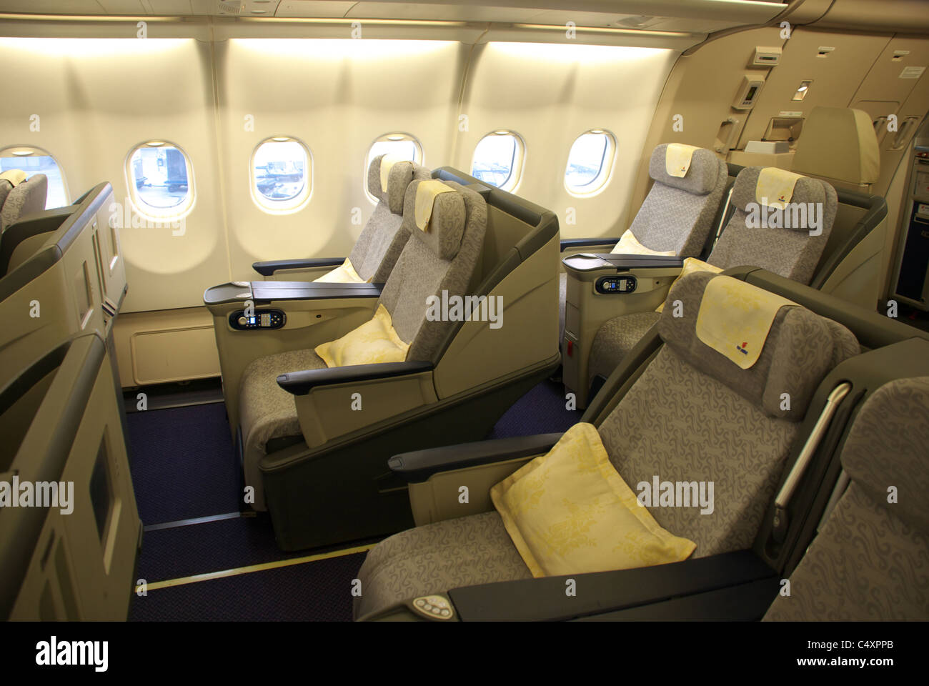 First class cabin of Air China Stock Photo
