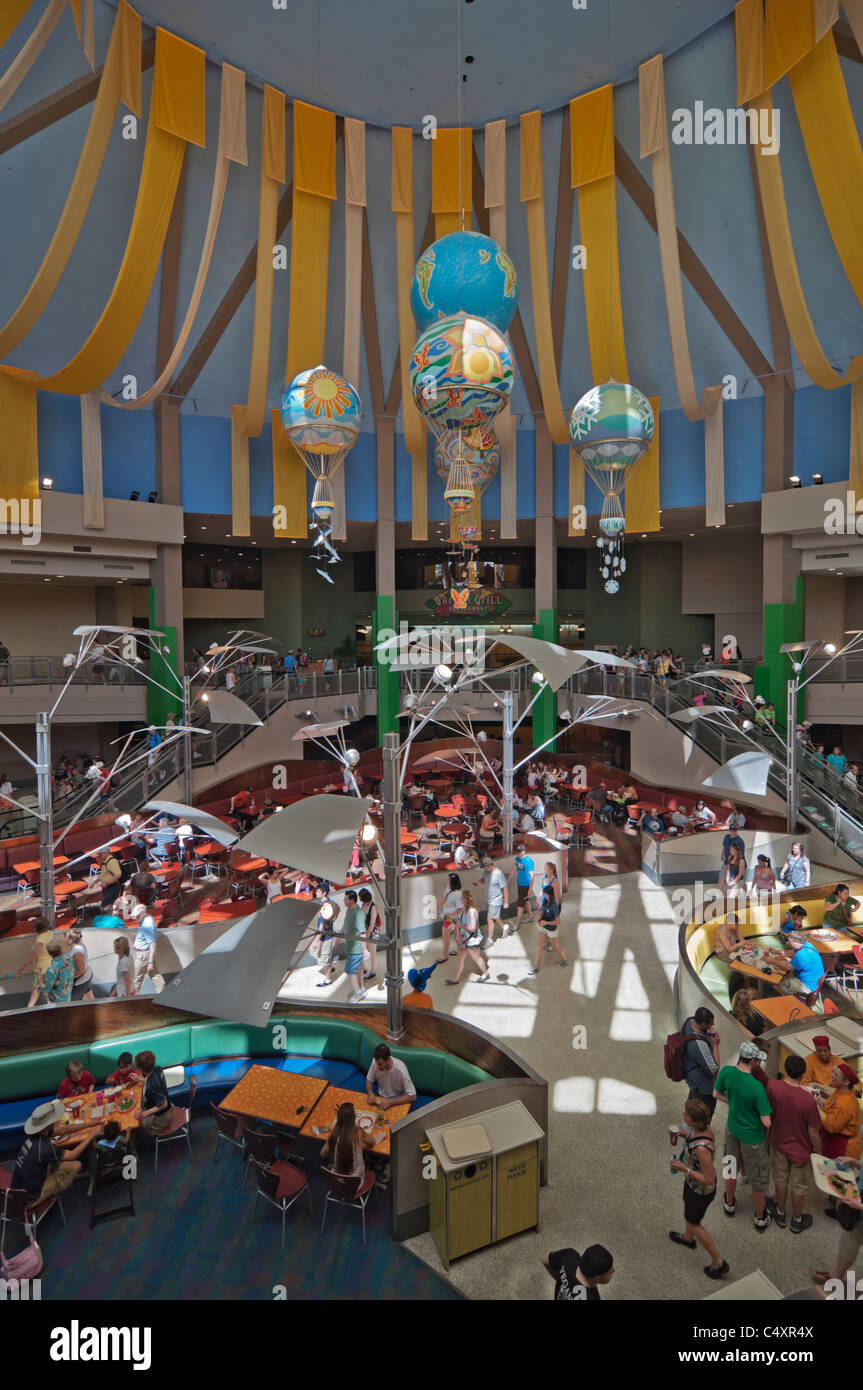 Epcot Theme Park and Center Lake Buena Vista Orlando Florida Sunshine Seasons Food Court inside The Land Pavilion Stock Photo