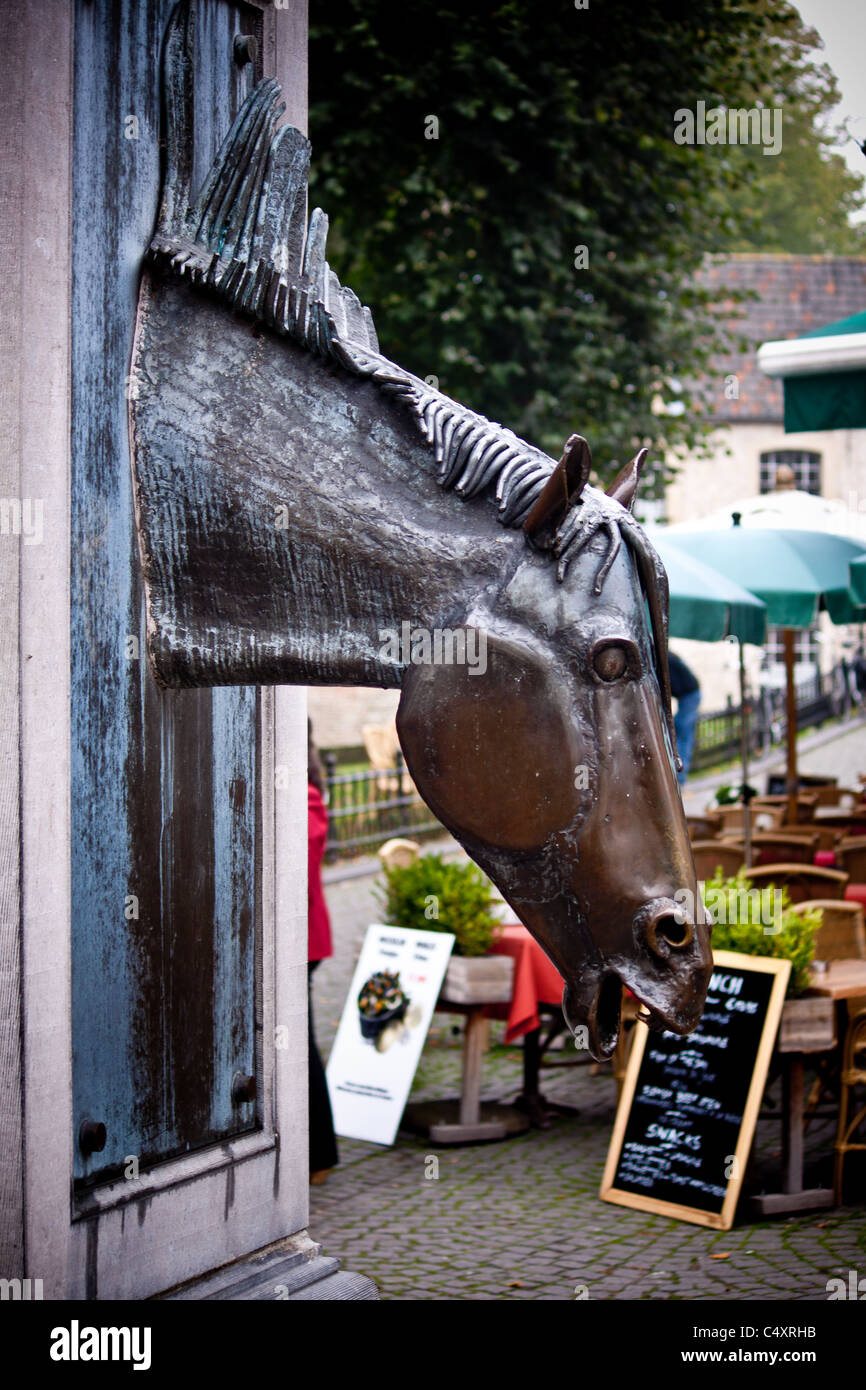 Horse Fountain St-anna Bruges Stock Photo