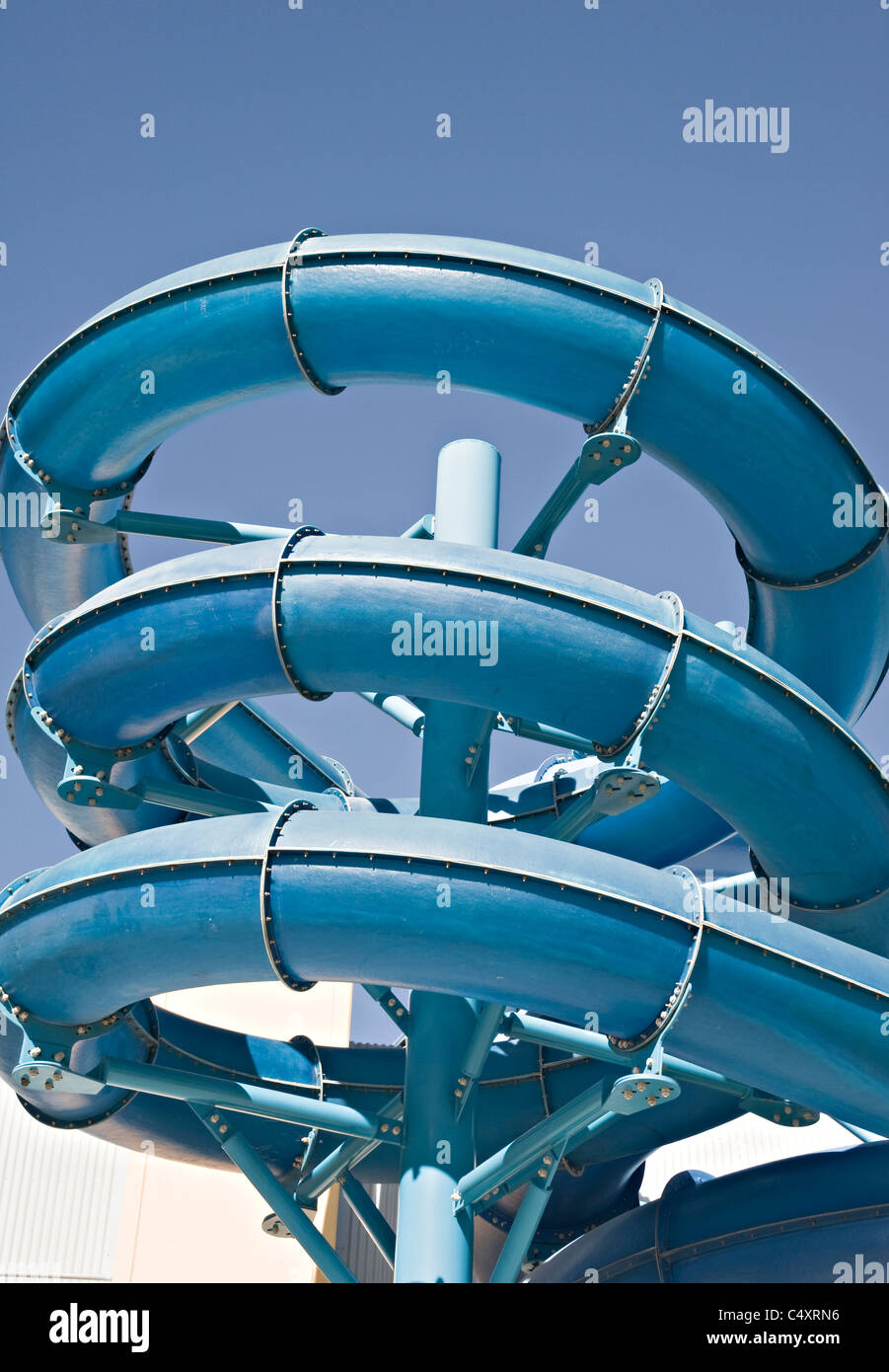 Enclosed Water Shoot Slide in Theme Park Ride at Coastal Resort of Glenelg Suburb of Adelaide South Australia SA Stock Photo
