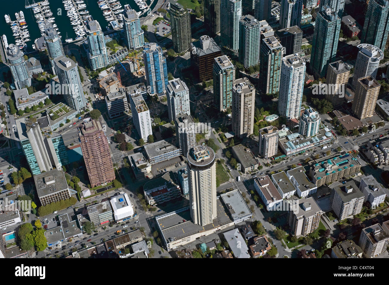 Aerial Vancouver Robson Street Stock Photo Alamy