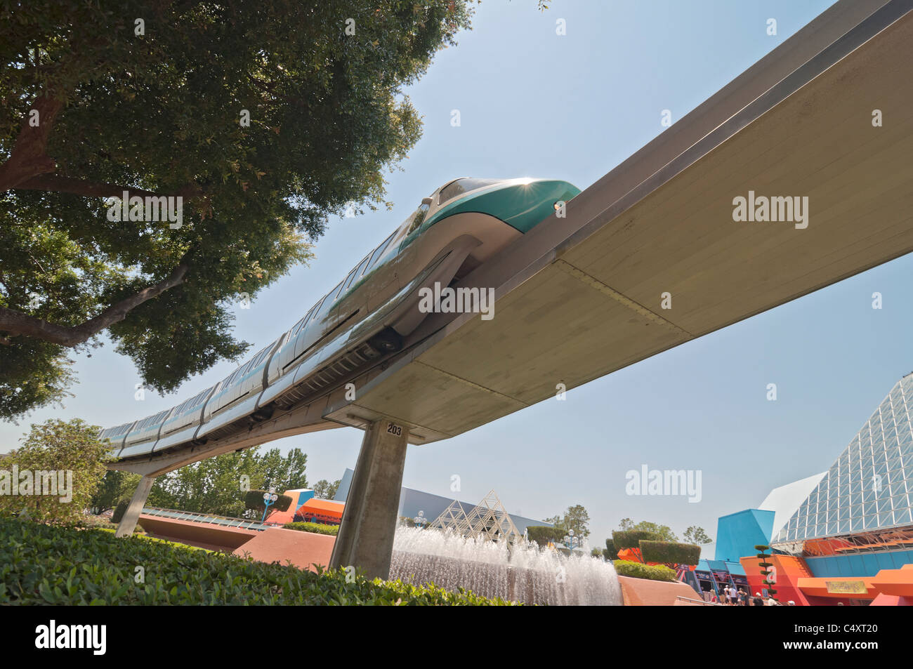 monorail transportation system at Epcot Theme Park and Center in Walt Disney World Resort at Lake Buena Vista Florida Stock Photo