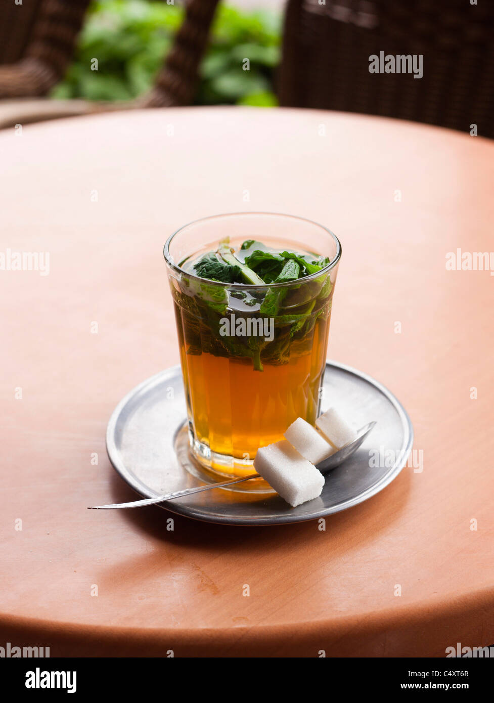 Traditional mint tea, Marrakech, Morocco. Stock Photo