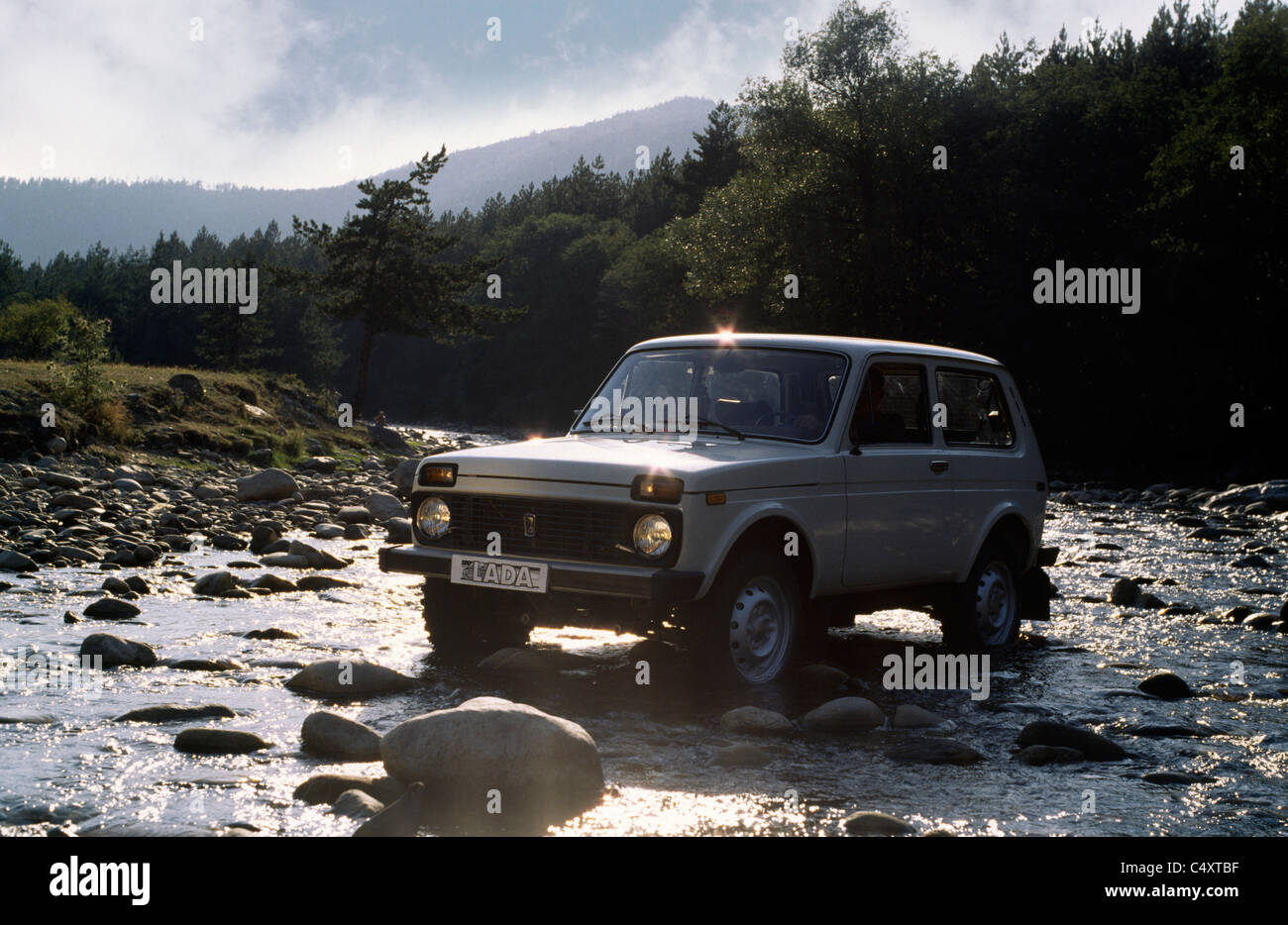 A new Russian Lada Niva car 4x4 traverse the river, Bulgaria, Eastern Europe  Stock Photo - Alamy