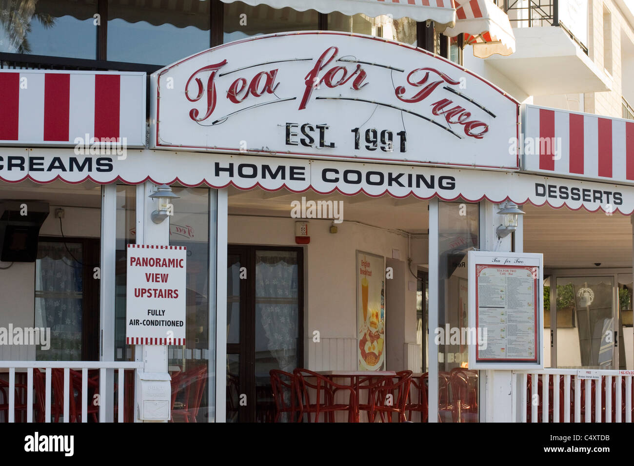 Tea for Two Café In The Town of Paphos Cyprus Stock Photo Alamy