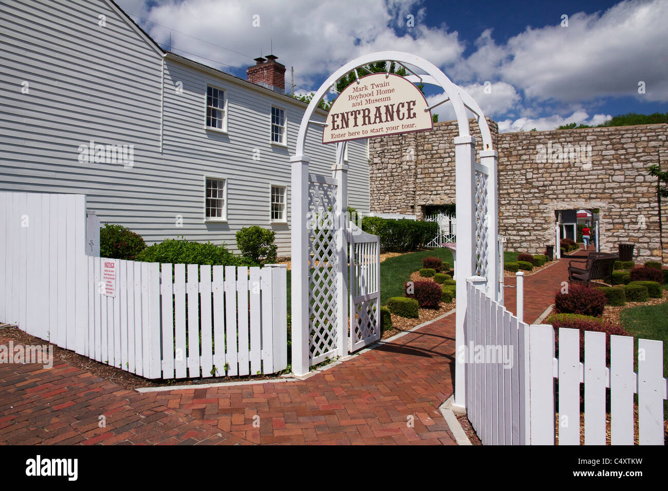 Mark Twain Boyhood Home and Museum entrance. Hannibal, Missouri Stock