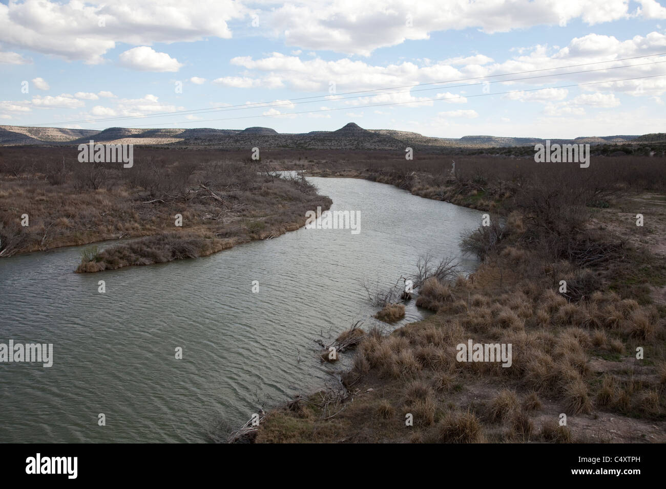 Pecos River running through arid west Texas near the Independence Creek nature preserve Stock