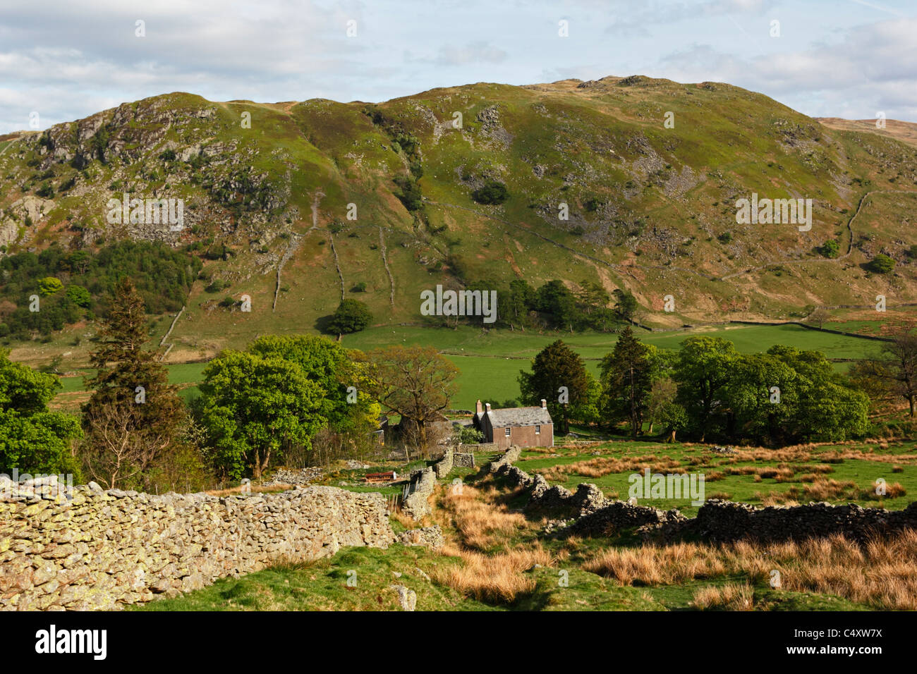 Small farmhouse near Swindale in the Lake District National Park, Cumbria, England. Stock Photo