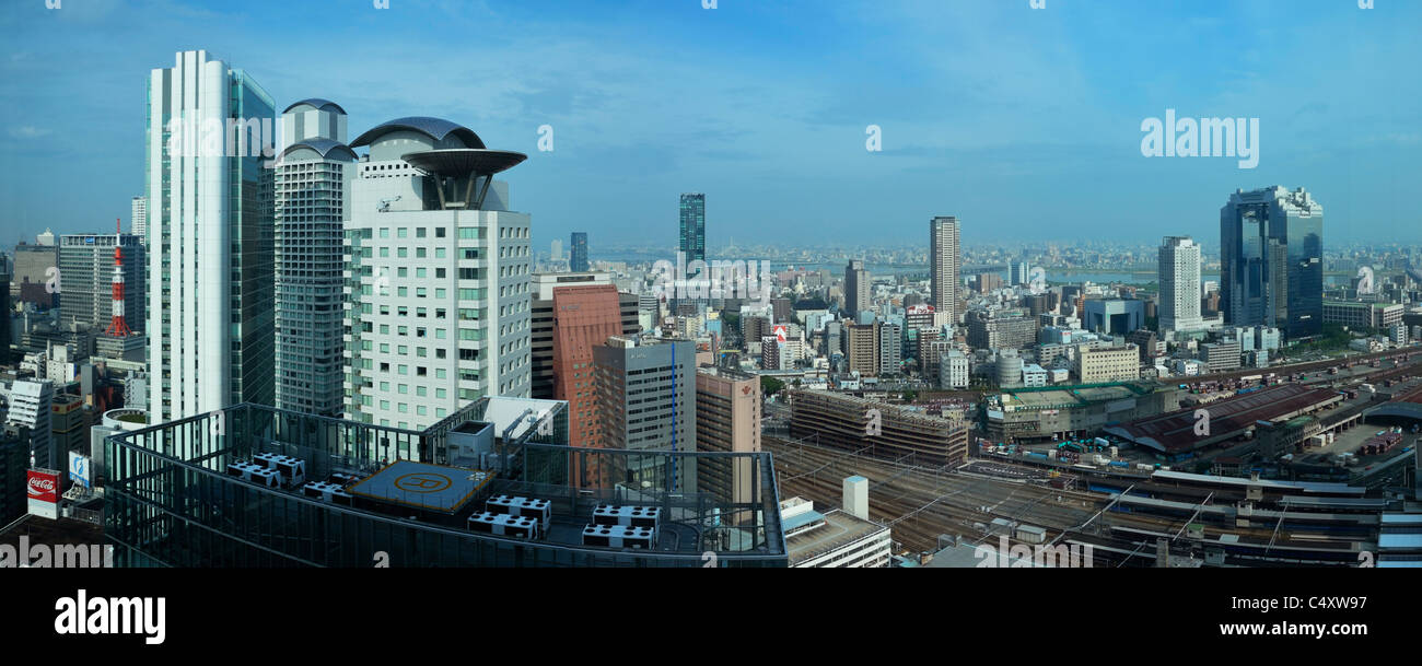 Panorama of Osaka City Downtown, Umeda District, Japan JP Stock Photo