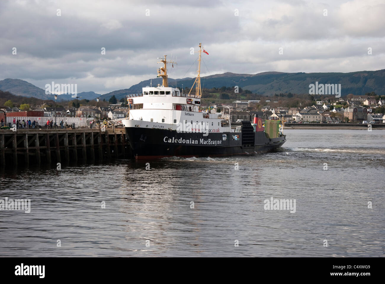 M.V. Saturn CalMac Car & Passenger Ferry Docking at Dunoon Pier Argyll
