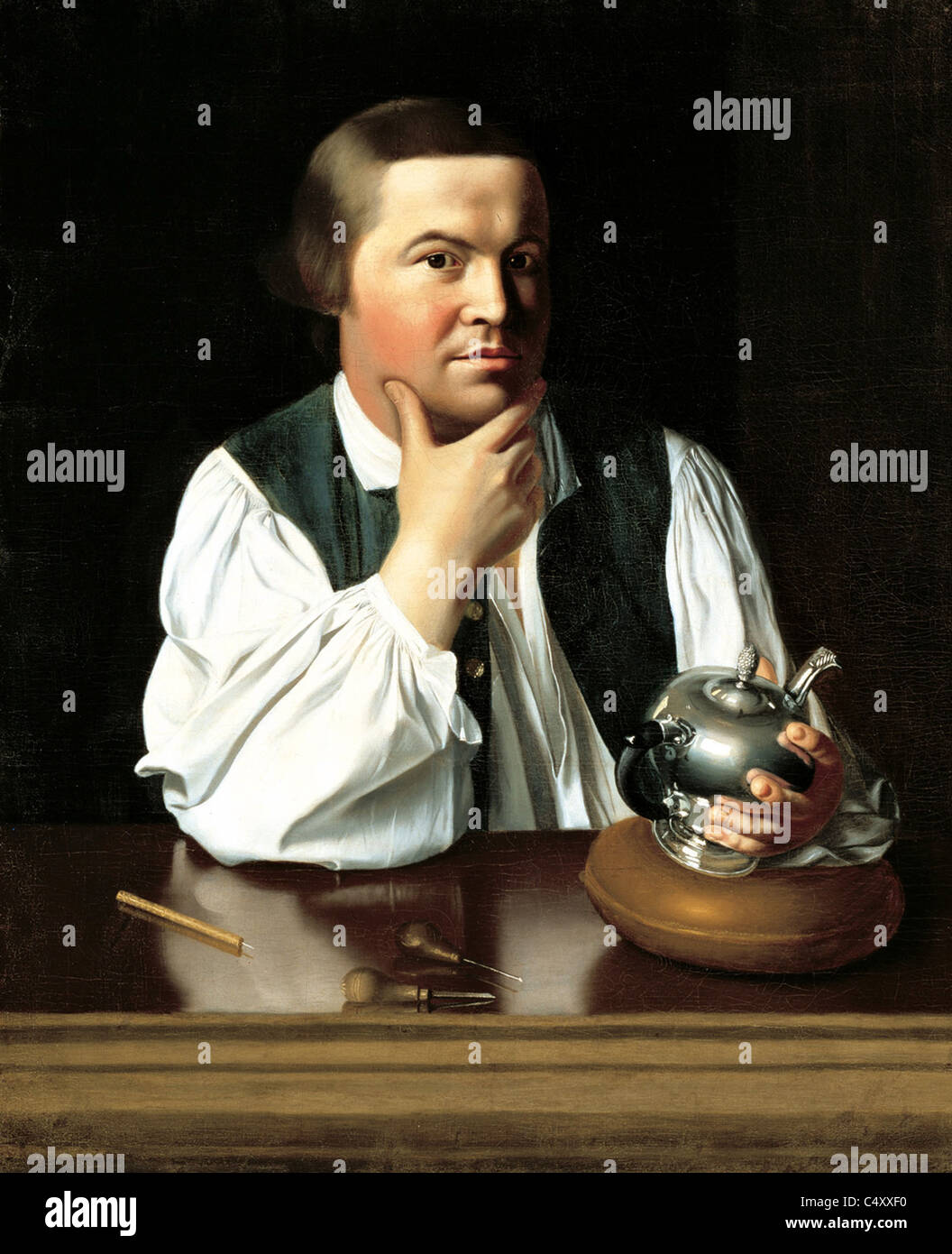 Paul Revere, American silversmith and a patriot in the American Revolution. Stock Photo