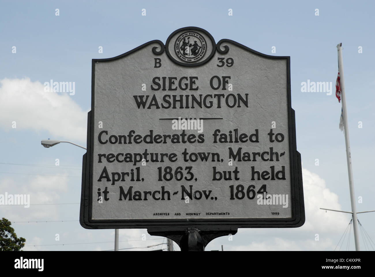 Civil War Historic Marker in Washington, NC USA Stock Photo Alamy
