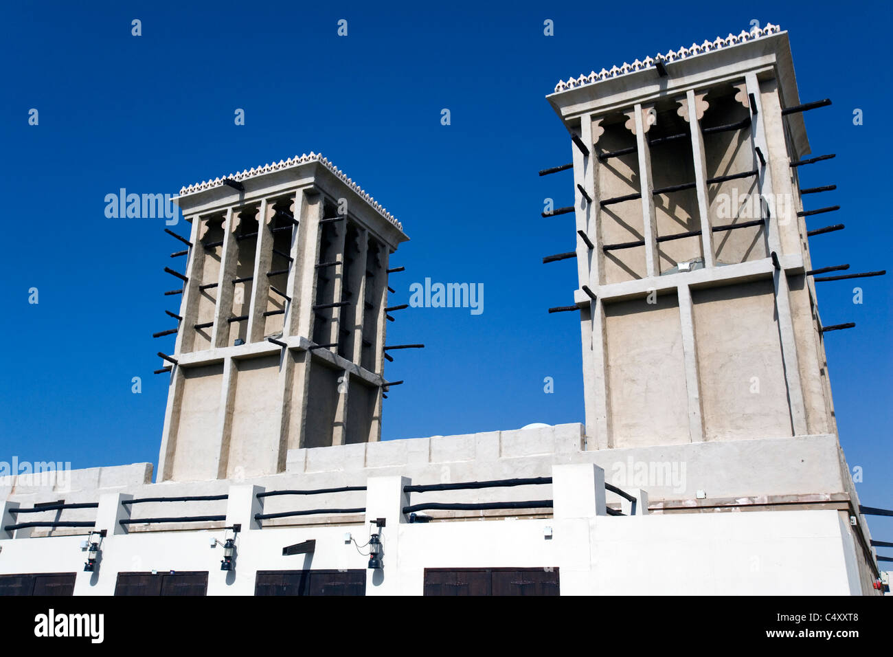 Cooling towers, Heritage, Dubai, UAE, Horizontal image, Copyright; ©Keith Erskine 2005 Stock Photo