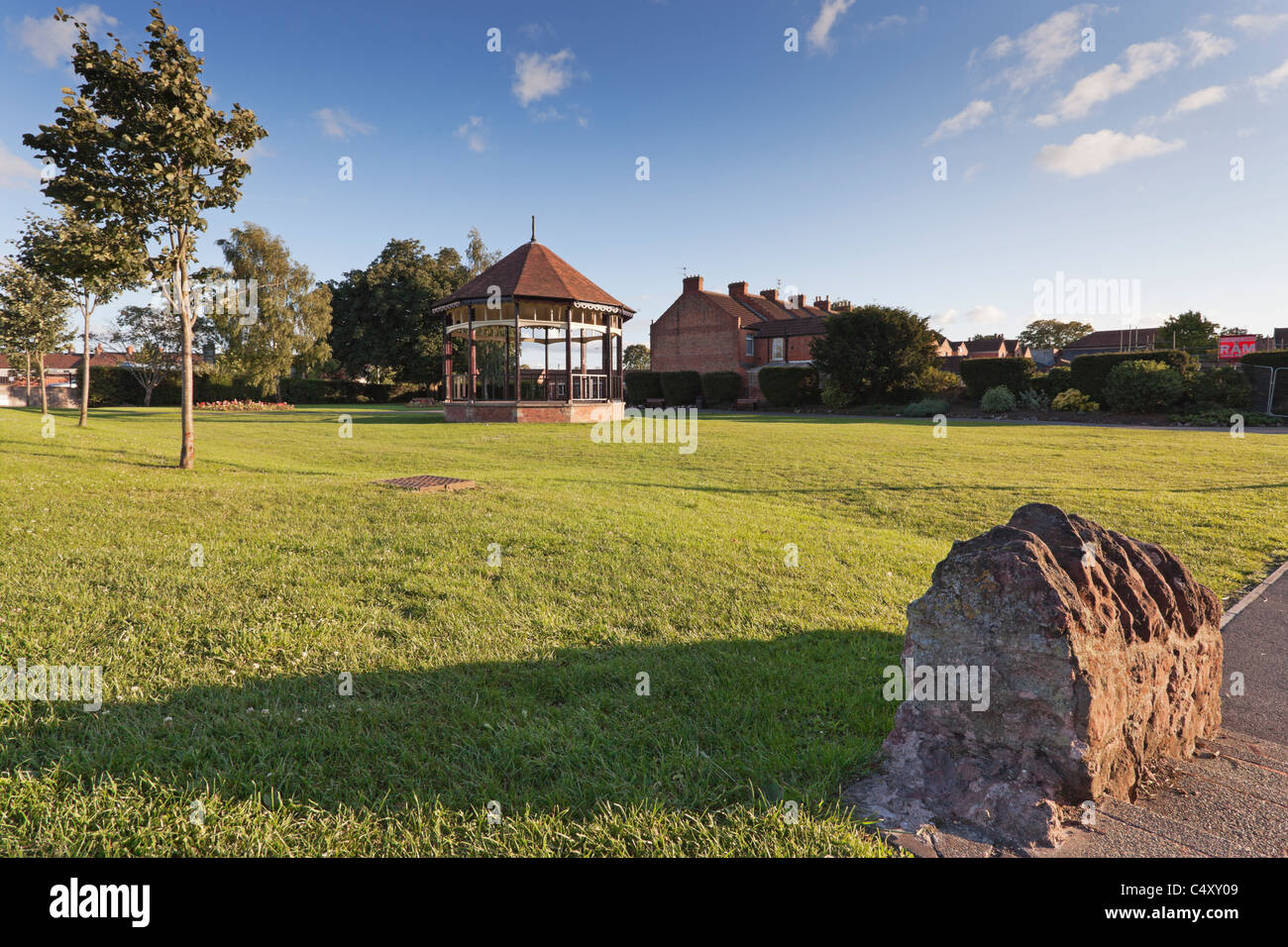 View of Blake Park, next to the library in Bridgwater. Stock Photo